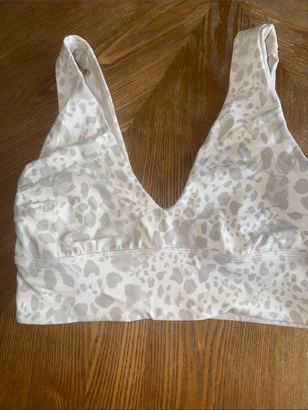 lululemon athletica Light Gray Animal-Print V-Neck Sports Bralette